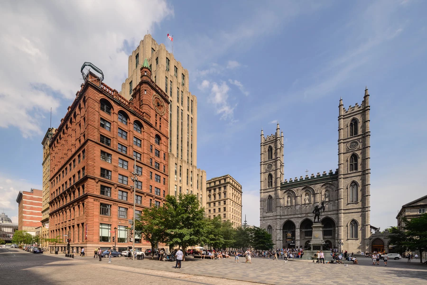 Place d’Armes, Old Montreal, looking toward Notre-Dame Basilica